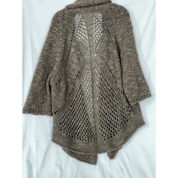 Chiaramente Open Cardigan, Wool/Alpaca Blend, made in Italy, Large, Brown - Picture 4 of 9
